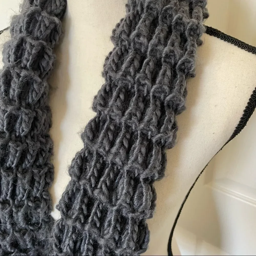 Charcoal Warm and Soft Crocheted Infinity Scarf